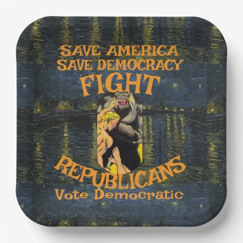 DEMOCRAT ZL X1 KP PARTY VOTE ELECTION COST TEE PAPER PLATES