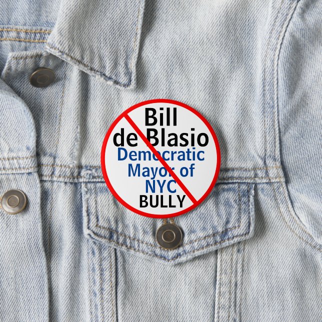 Democratic Bill de Blasio NYC Mayor or Edit Mayor  Button (In Situ)