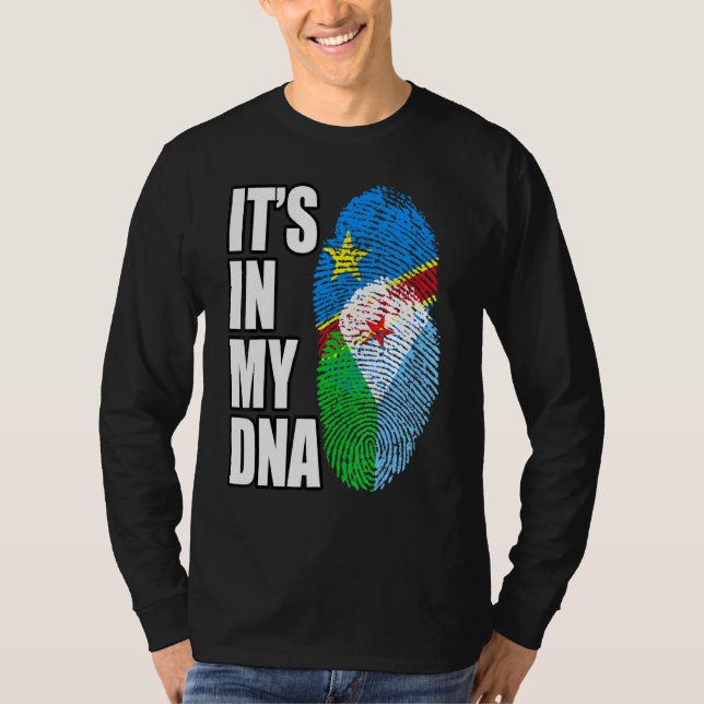 Democratic Congolese And Djiboutian Mix DNA Flag H T-Shirt (Front)