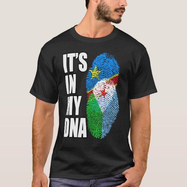 Democratic Congolese And Djiboutian Mix DNA Flag H T-Shirt (Front)