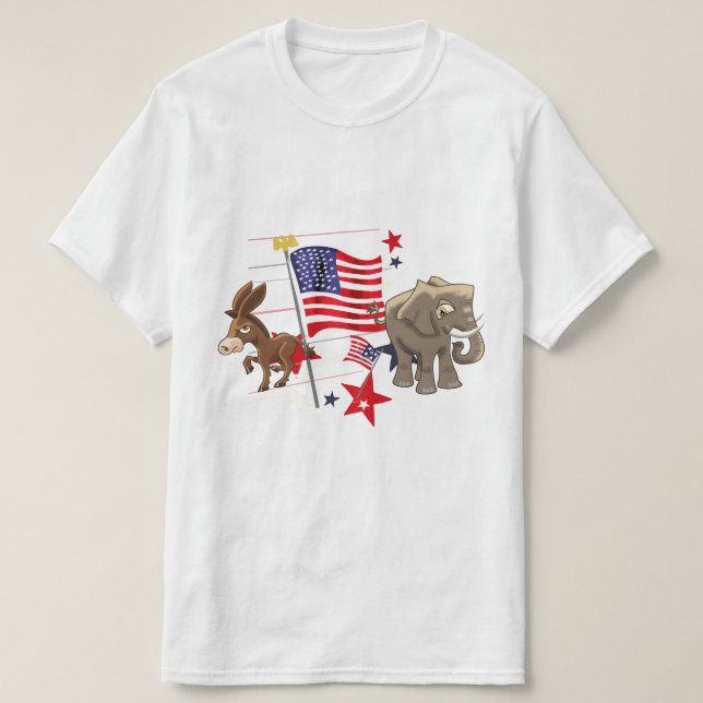 Democratic Donkey and Republican Elephant T-Shirt (Design Front)