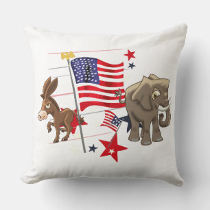 Democratic Donkey and Republican Elephant Throw Pi Pillow