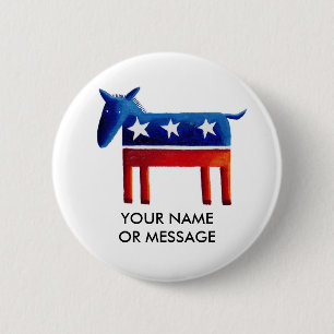 Democratic Donkey Custom Name Or Message Button