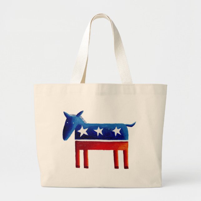 Democratic Donkey Large Tote Bag (Front)