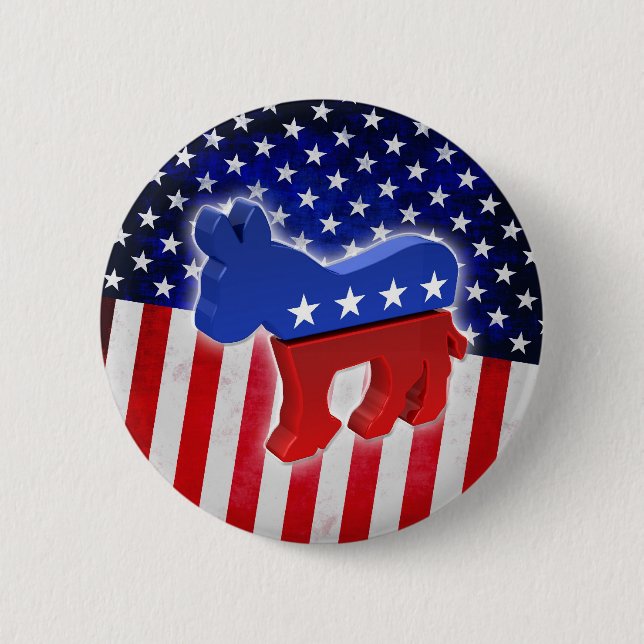 Democratic Donkey Pinback Button (Front)