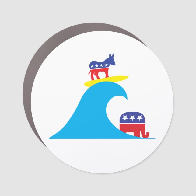 Democratic Donkey Rides the Blue Wave Car Magnet (Front)