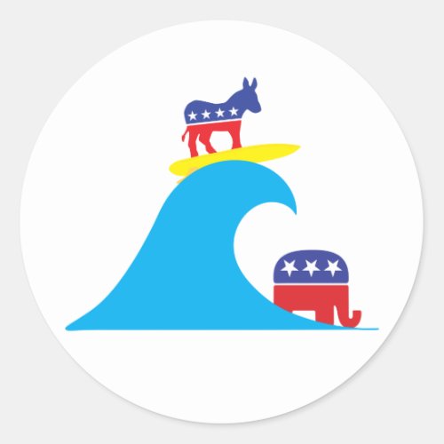 Democratic Donkey Rides the Blue Wave Classic Round Sticker