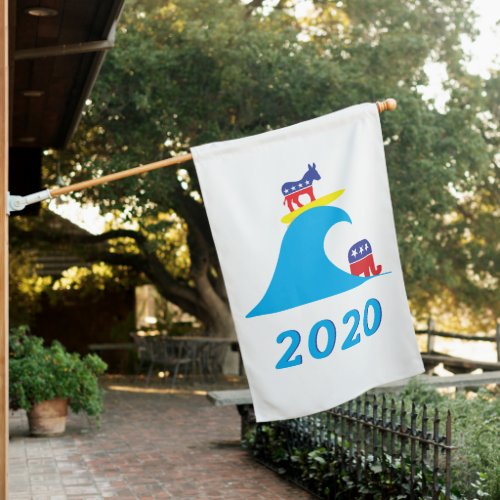 Democratic Donkey Rides the Blue Wave House Flag