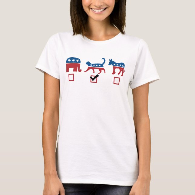 Democratic Elephant Cat Donkey Funny T-Shirt (Front)