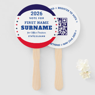 Democratic Party Campaign Personalized QR & Date Hand Fan