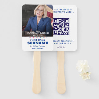 Democratic Party Campaign Personalized QR & Photo Hand Fan