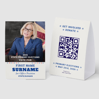 Democratic Party Campaign Personalized QR & Photo Paper Table Tent