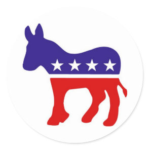 Democratic Party Donkey Round Stickers