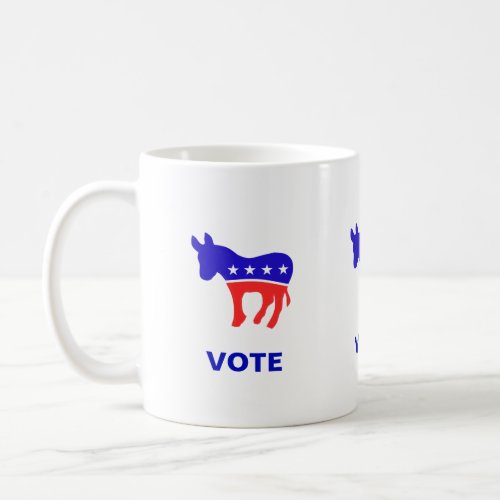 Democratic party logo and editable vote text coffee mug