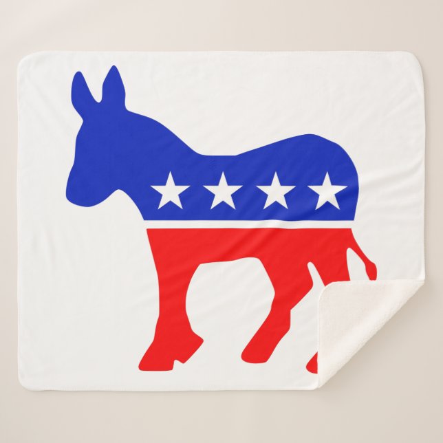 Democratic Party Political Emblem (Donkey) Sherpa Blanket (Front (Horizontal))