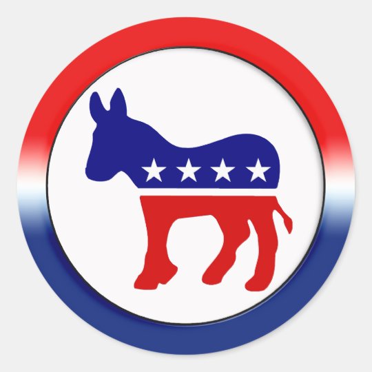 template i voted sticker Party Symbol Democratic  Round Classic Sticker Zazzle.com