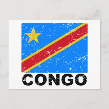 Democratic Republic Of Congo Vintage Flag Postcard by allworldtees at Zazzle