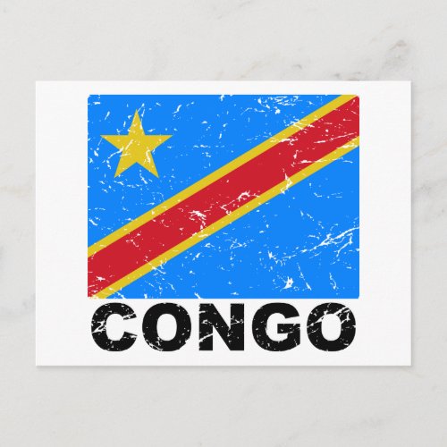 Democratic Republic of Congo Vintage Flag Postcard