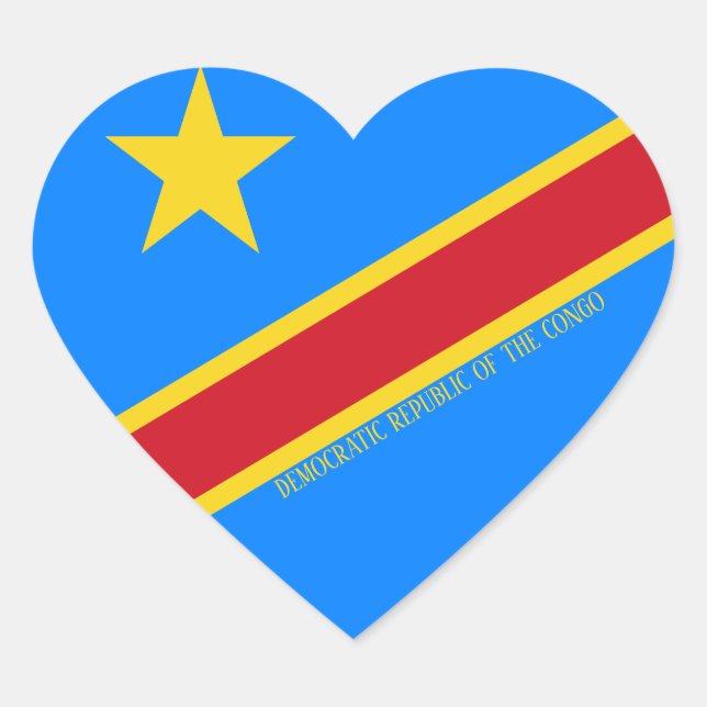 Democratic Republic of the Congo Flag Patriotic Heart Sticker (Front)