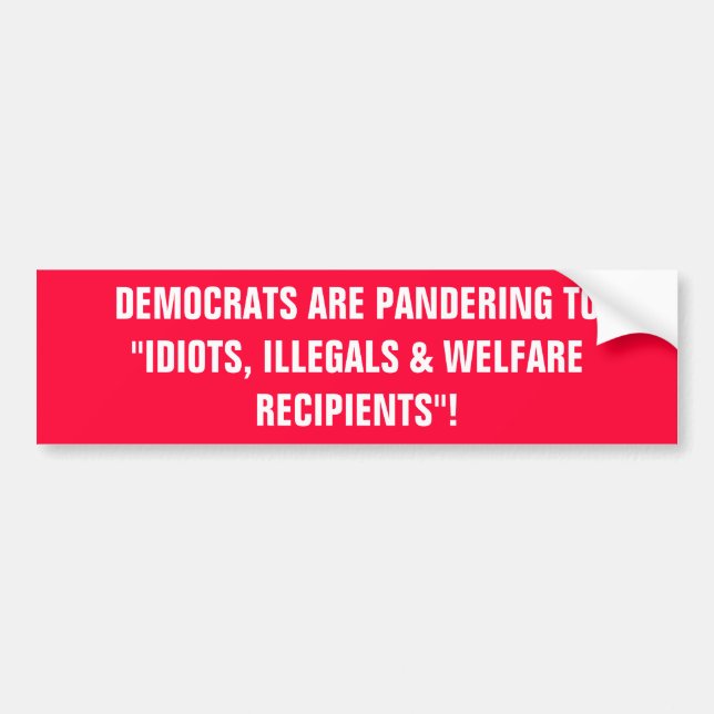 DEMOCRATS ARE PANDERING TO"IDIOTS, ILLEGALS & W... BUMPER STICKER (Front)