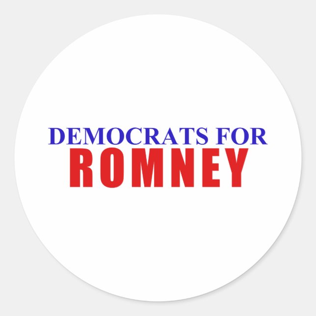 Democrats for Romney Classic Round Sticker (Front)
