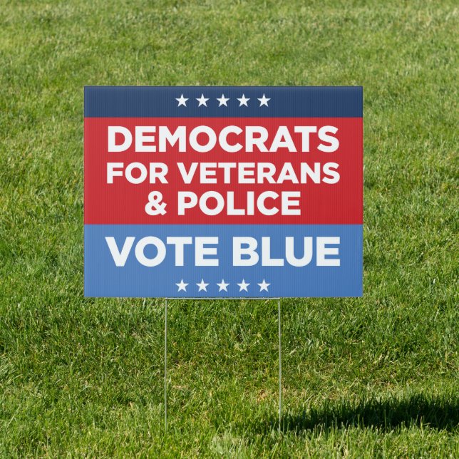 Democrats for Veterans and Police 18x24 yard sign (Insitu)