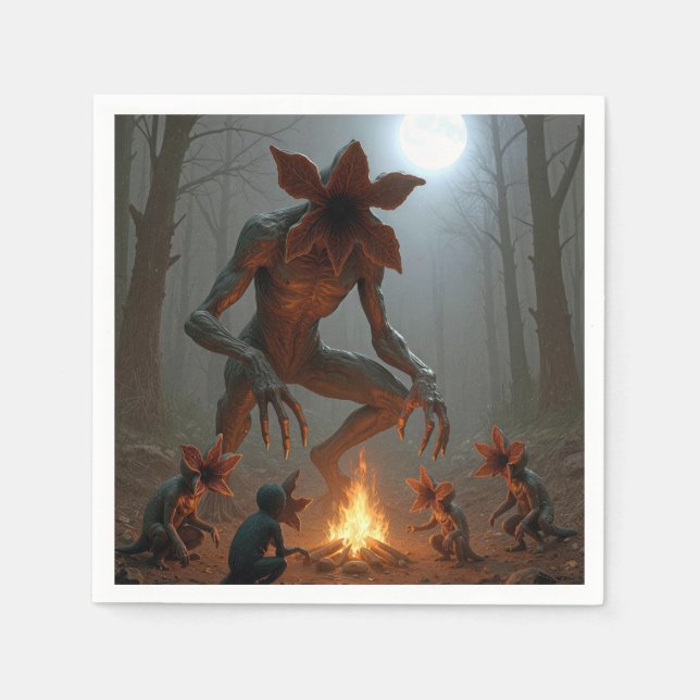 Demogorgon Creatures Around a Campfire Napkins (Front)