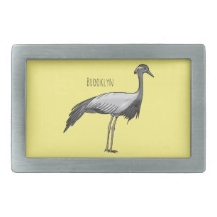Demoiselle crane bird cartoon illustration belt buckle