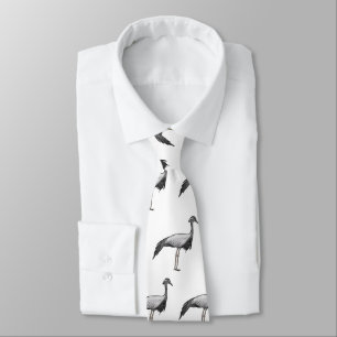 Demoiselle crane bird cartoon illustration  neck tie