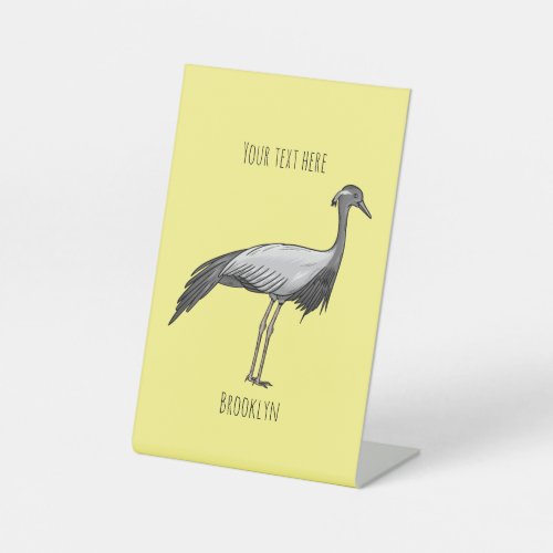 Demoiselle crane bird cartoon illustration pedestal sign