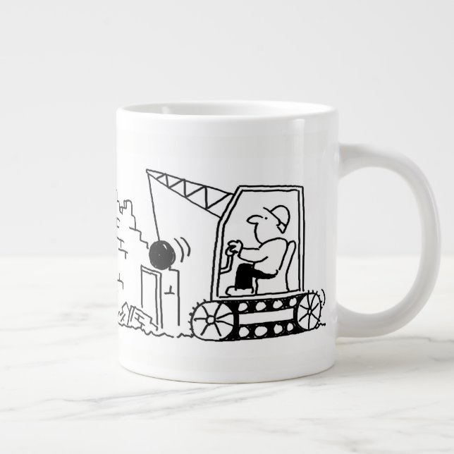 Demolition Contractor Cartoon Giant Coffee Mug (Right)