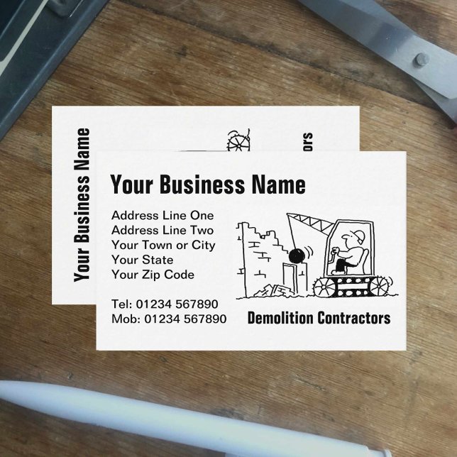 Demolition Contractors Cartoon Business Card (Creator Uploaded)