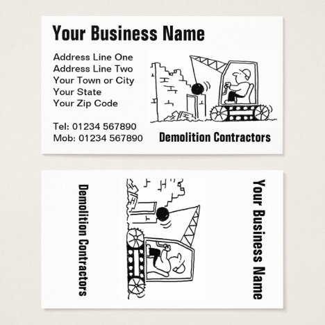 Demolition Contractors Cartoon Business Card