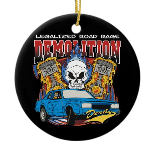 Demolition Derby Ceramic Ornament