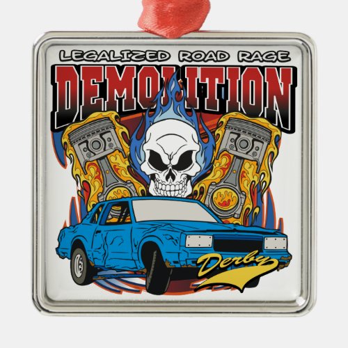 Demolition Derby Metal Ornament
