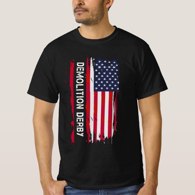 Demolition Derby Patriotic USA Flag T-Shirt (Front)