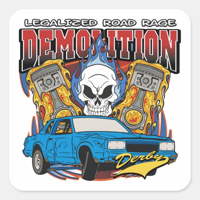 Demolition Derby Square Sticker (Front)