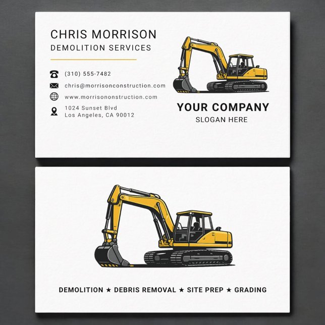 Demolition Services Excavation Excavator Business Card (Creator Uploaded)
