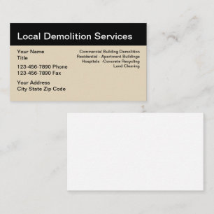 Demolition Services Simple Design Business Card