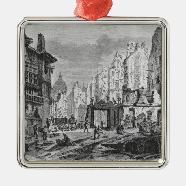 Demolitions for the building of Rue des Ecoles Metal Ornament (Front)