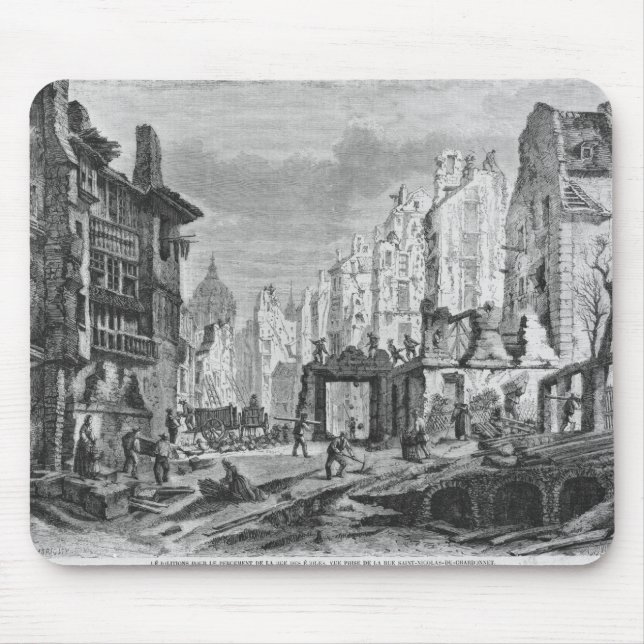 Demolitions for the building of Rue des Ecoles Mouse Pad (Front)