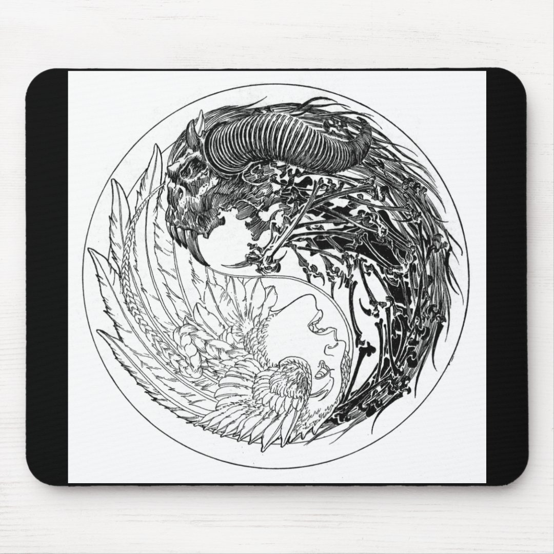 Demon-Angel Yin-Yang Mouse Pad | Zazzle