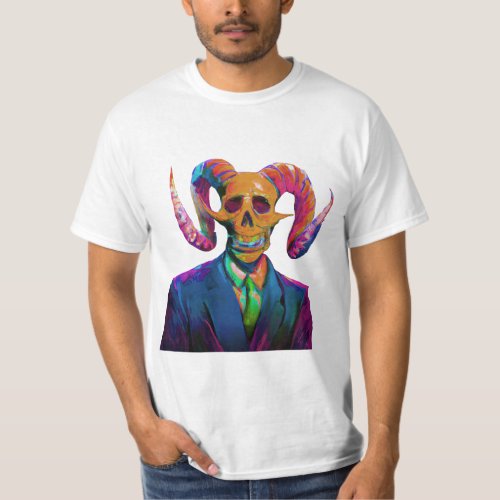 demon art face Skull devil oni goat T_Shirt