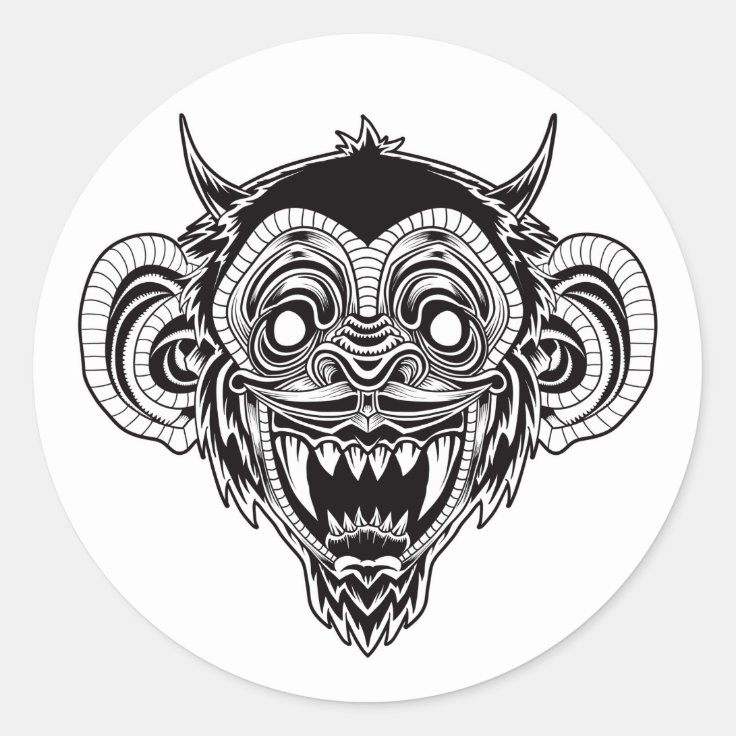 Demon Chimp Classic Round Sticker | Zazzle