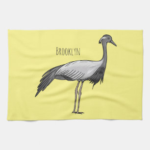 Demon crane bird cartoon illustration kitchen towel