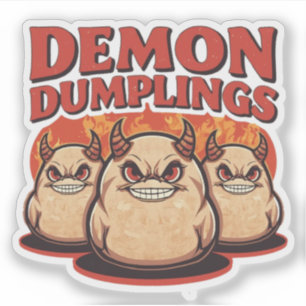 Demon Dumplings Funny Halloween Food Pun Sticker