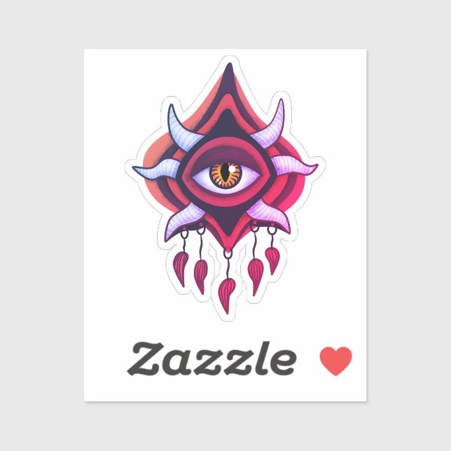 Demon Eye - Whimsigoth Horror Art in Pink Sticker (Sheet)
