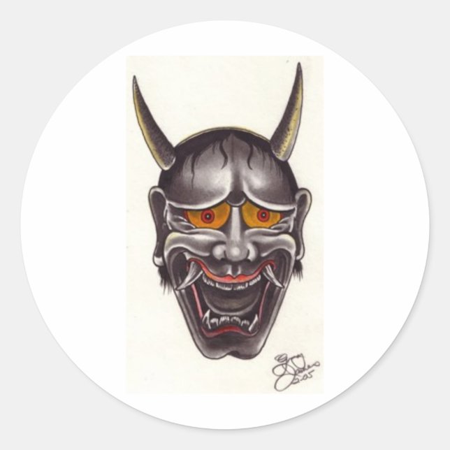 Demon Face Classic Round Sticker (Front)
