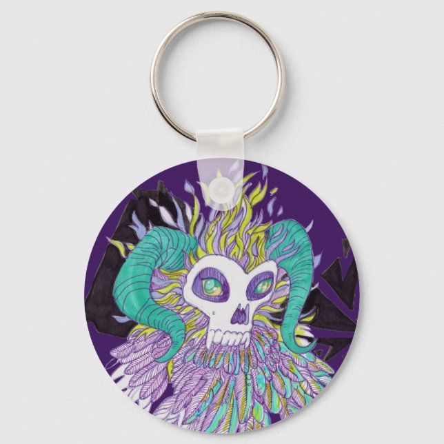 Demon Feathers Spooky Monster Keychain (Front)