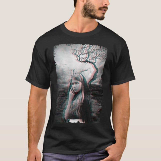 Demon Girl Creepy Satanism Aesthetic Dark Art T-Shirt (Front)